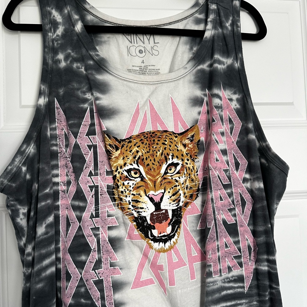Def Leppard Black & White Tie Dye Tank Top